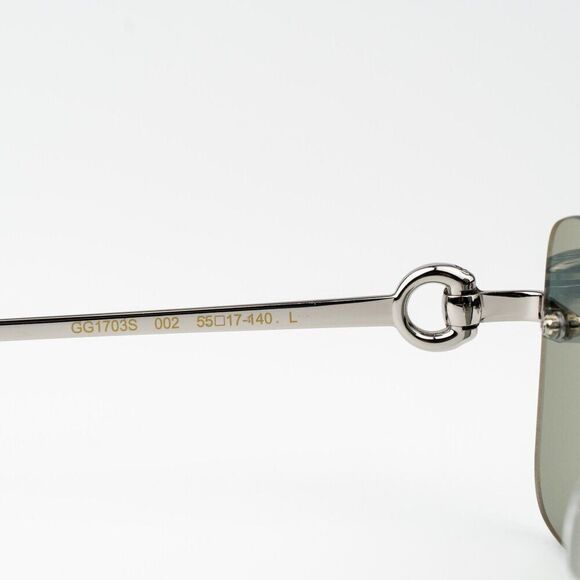 Gucci Women Sunglasses Silver Green Mirror Rectangle GG1703S 002 BRAND NEW main image 5
